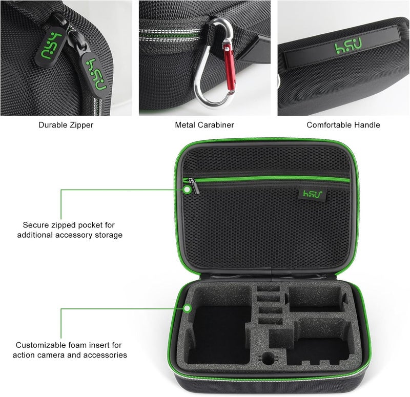 HSU Protective Carrying Case Compatible with Go Pro Hero 13, 12, 11, 10, 9, 8, 7, 6, 5, 4, 3 and Accessories, Light and Medium Security Bag, Compact and Safe Action Camera Travel Storage - Image 4